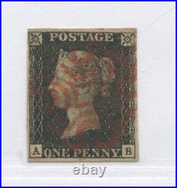 1840 Penny Black AB Plate 7 with 4 good to very large margins, nice red MX