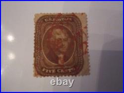 1860 U. S. Scott #30a Type II Five Cent Stamp Red Postmarked
