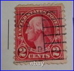 1922-1925 Wasington Red 2 Cent Stamp Perf 11 Flat Plate Type 1