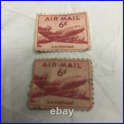 2- RED AIR MAIL 6 CENT STAMPS Rare