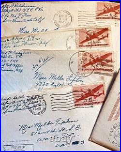 7 Vintage 6 Cent USPS Air Mail Postage Stamps WW2 Letters