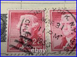 Antique 2 cent Postage Stamp Thomas Jefferson Red Used Set Of 3 RARE