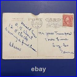 Antique Postcard with George Washington 2 cent Stamp Postmarked 1918
