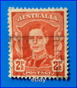 Australia 1942 King George VI Stamp 2 1/2 Cent Stamp Red. VF. Good Price. Used