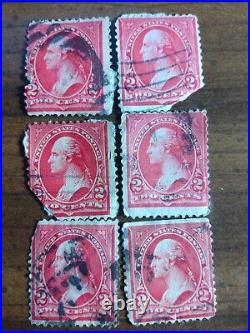 GEORGE WASHINGTON RED 2 CENT STAMP Lot Of 6