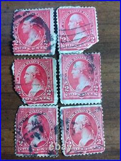 GEORGE WASHINGTON RED 2 CENT STAMP Lot Of 6