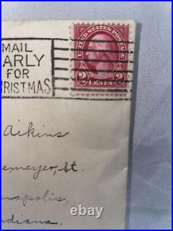 George washington red 1923 2 cent stamp with red line/ Christmas Card Still In