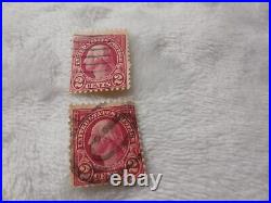 Lot 2 Rare 1920s 2 Cent Carmine- Dark Red George Washington Us Stamp