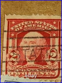 RARE 1903 319 RED TYPE 1 LB Corner Washington 2¢ US Postage Stamp NHNG VF Cancel
