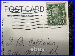 RARE US Green Ben Franklin Postage 1c Stamp on Post Card 1937