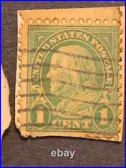 Rare George Washington 2 Cent Red Stamp And 1 Cent Benjamin Franklin Green