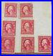 SEVEN George Washington 2 Cent RED Stamp U. S. POSTAGE SOME UNUSED, ALL HINGED