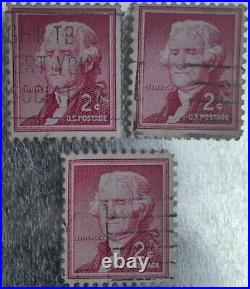 THOMAS JEFFERSON US Postage 2 Cent Stamp-RED-LOT of 3- RARE