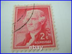 Thomas Jefferson United States 2 Cent Stamp Red Un Graded Cancelled Post