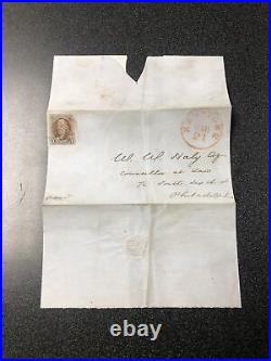 US #1 Franklin 5cent Used On Folded Letter From New York To Philadelphia Mar. 21