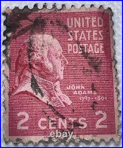 US John Adams Red 2 cent Stamp 1938 USED