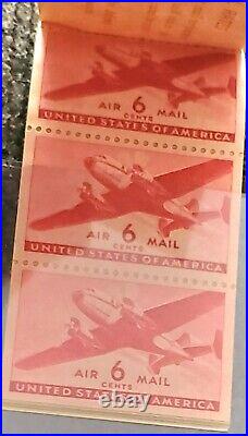 VERY RARE RED AIR MAIL 6 SIX CENT BOOK of 12 STAMPS UNUSED US POST OFFICE (b13)