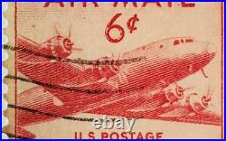 VINTAGE AIR MAIL Red 6 Cent Stamp Cancelled/Posted 001
