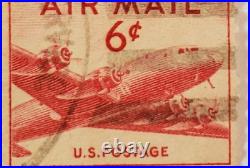 VINTAGE AIR MAIL Red 6 Cent Stamp Cancelled/Posted 003