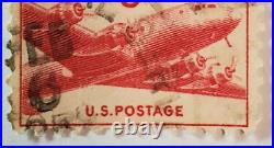 VINTAGE AIR MAIL Red 6 Cent Stamp Cancelled/Posted 004