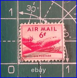 VINTAGE AIR MAIL Red 6 Cent Stamp Cancelled/Posted 008