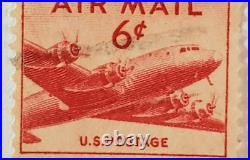 VINTAGE AIR MAIL Red 6 Cent Stamp Cancelled/Posted 009