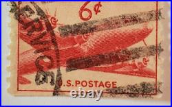 VINTAGE AIR MAIL Red 6 Cent Stamp Cancelled/Posted 010