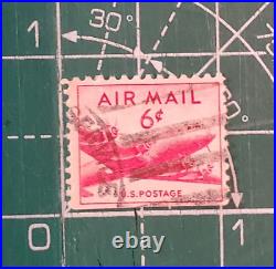 VINTAGE AIR MAIL Red 6 Cent Stamp Cancelled/Posted 010