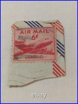 VINTAGE AIR MAIL Red 6 Cent Stamp Cancelled/Posted