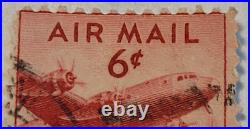 VINTAGE AIR MAIL Red 6 Cent Stamp Cancelled/Posted D30
