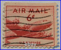 VINTAGE AIR MAIL Red 6 Cent Stamp Cancelled/Posted E01
