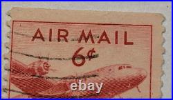 VINTAGE AIR MAIL Red 6 Cent Stamp Cancelled/Posted E04