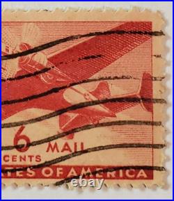 VINTAGE AIR MAIL Red 6 Cent Stamp Cancelled/Posted c. 1941 001