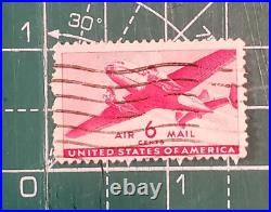 VINTAGE AIR MAIL Red 6 Cent Stamp Cancelled/Posted c. 1941 002