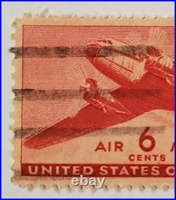 VINTAGE AIR MAIL Red 6 Cent Stamp Cancelled/Posted c. 1941 004