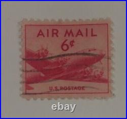 Vintage 1940's RED 6 CENT U. S. Air Mail Postage Stamp Airplane