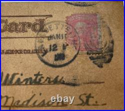 Vintage US George Washington 2 Cent Stamp On A Leather Post Card