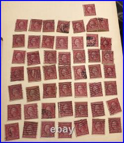 Washington 2 Cent Stamps-Red, Used, 50 Stamps